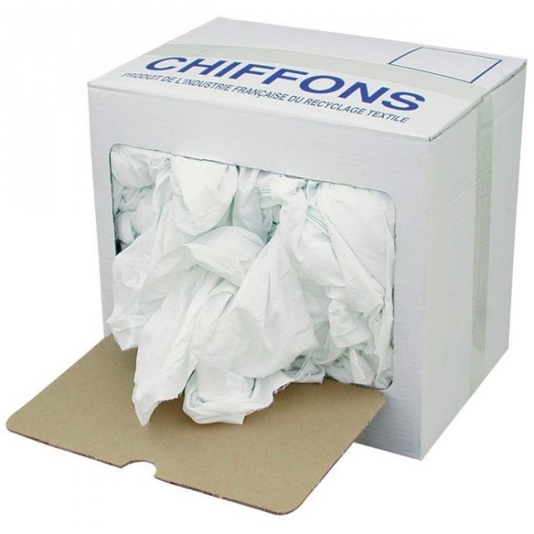 Carton distributeur de 10 kg chiffon coton blanc