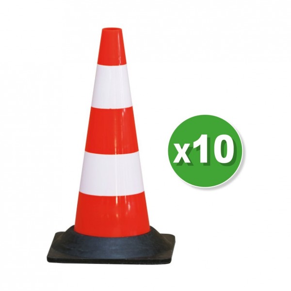 Cone Polyethylene pied caoutchouc fluo 50cm x10