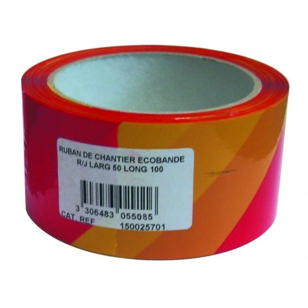 Ruban standard de chantier 50 x 100 m Rouge/Jaune NOVAP